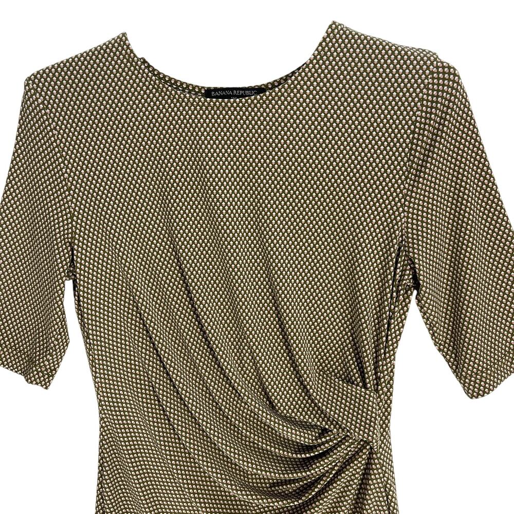 Banana Republic Midi Dress Women XS Green Pink White 3/4 Sleeve Career Feminine - Picture 3 of 9